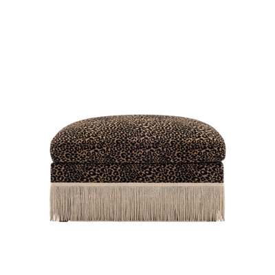 Brown Black Leopard Chenille Ottoman