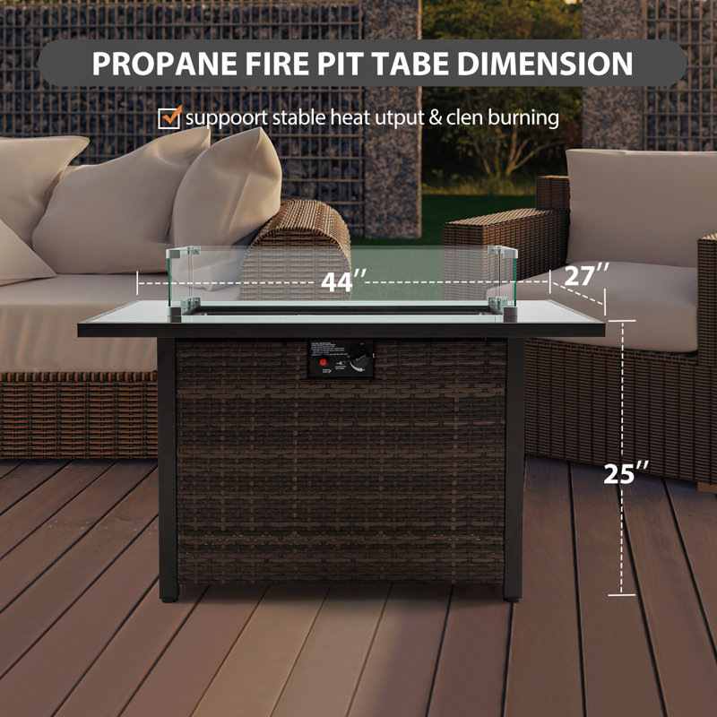 Outdoor Fire Table with Powerful Heating and Stylish Wicker Base for Various Occasions