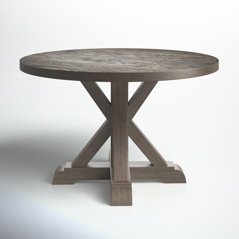 Nya Round Solid Wood Base Dining Table, 30" H x 48" L x 48" W, Washed Gray