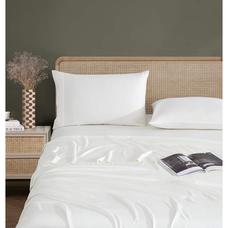 Natural Premium Bamboo Machine Woven - Set of 2, Twin Pillowcase Set with 2 Standard Pillowcases, Off White