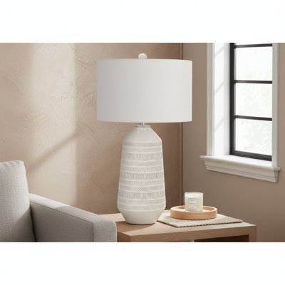Lighting, 33"H, Table Lamp, Ivory / Cream Shade, Cream Ceramic, Contemporary