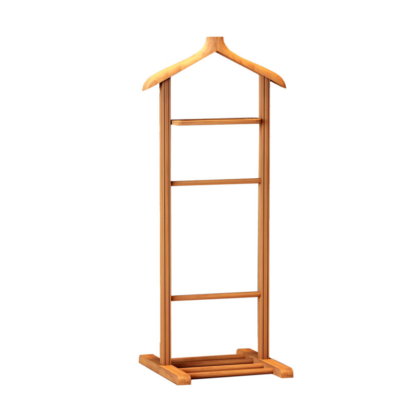 Valet élégant, 100% bois de hêtre, 13,2 x 47,2 x 18,1 pouces | Cintre polyvalent en brun naturel | Conception robuste pour organiser les vêtements, les accessoires et plus encore | Parfait pour les solutions de rangement pour chambre à coucher, vestibule et garde-robe
