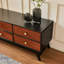 Meuble télé rétro en bois massif noir-518810870