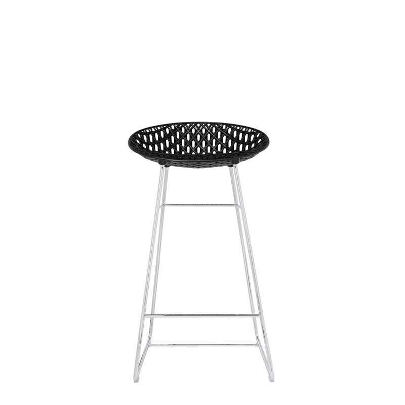 Smatrik Stool with Metal Frame, Black/Chrome