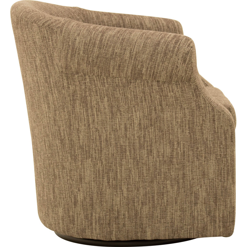 Fauteuil demi-tonneau pivotant l 3,5 po Buril, Mélange de polyester moka Hapden