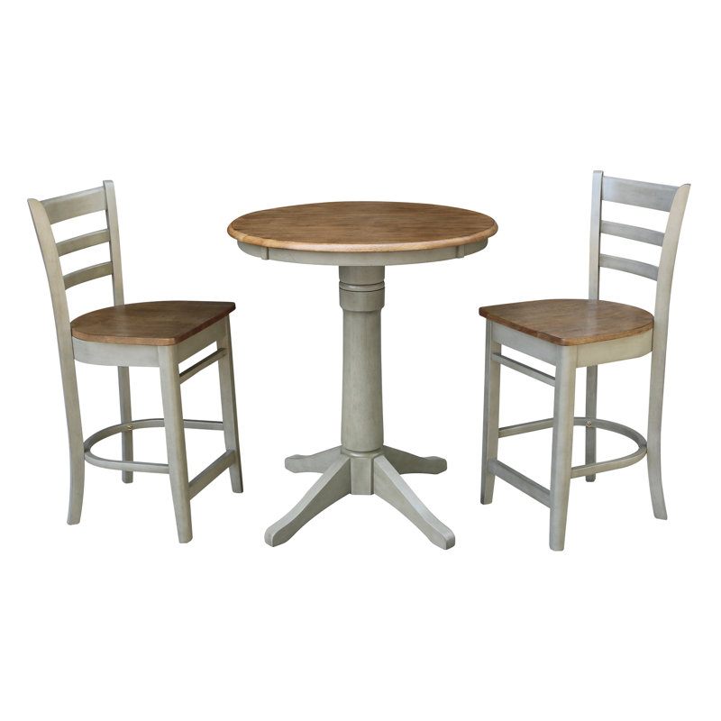 Distressed Hickory and Stone Solid Wood Counter Height Dining Set