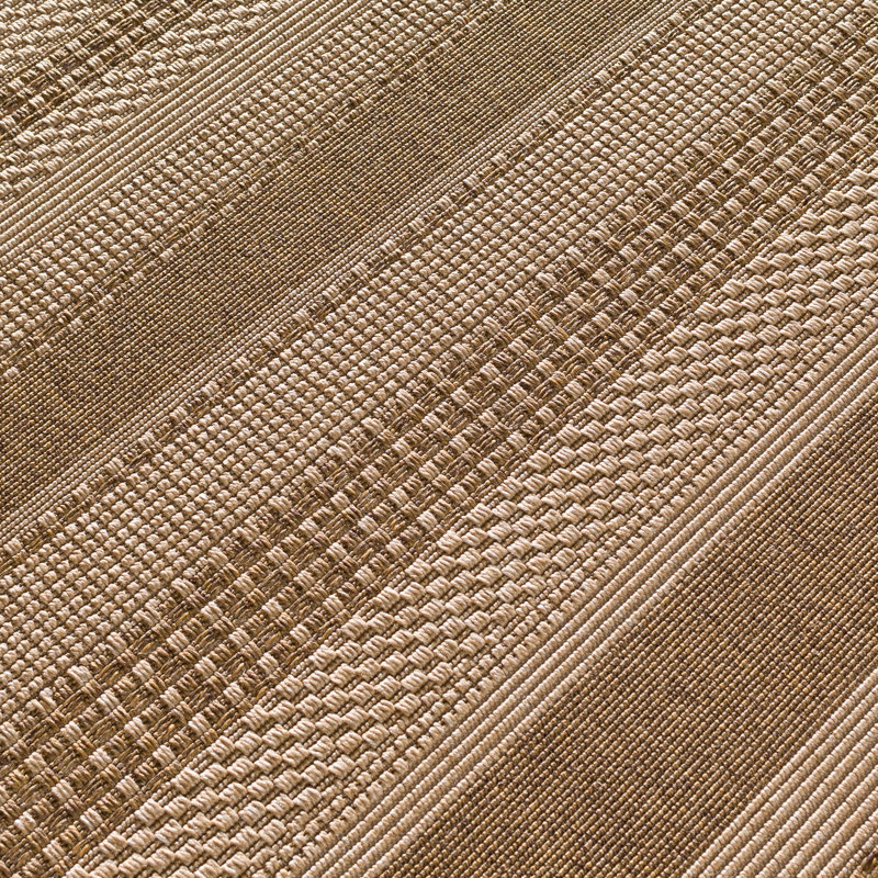 Tapis rayé beige / brun intérieur / extérieur Macri, Rectangle 2 pi 3 po x 4 pi