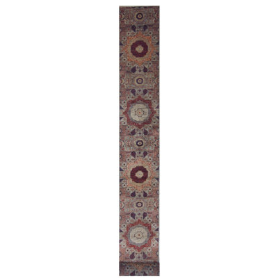 One-of-a-Kind 2'5" X 27'4" Runner Wool Area Rug Gray/Red/Blue