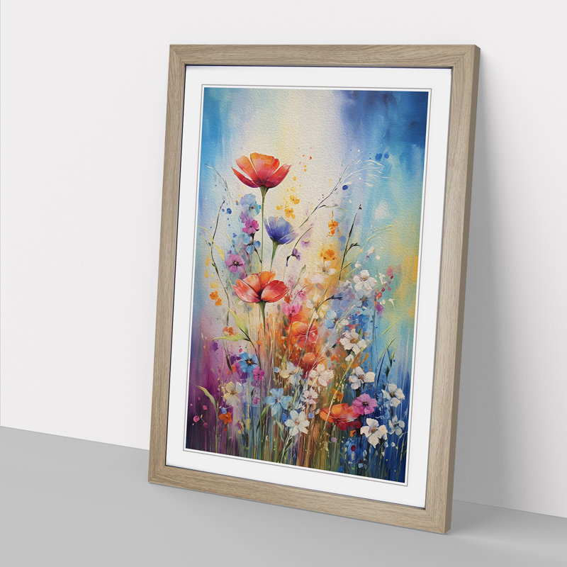 Wildflowers Abstract - Framed Print, Oak, 34cm H x 25cm W x 2cm D