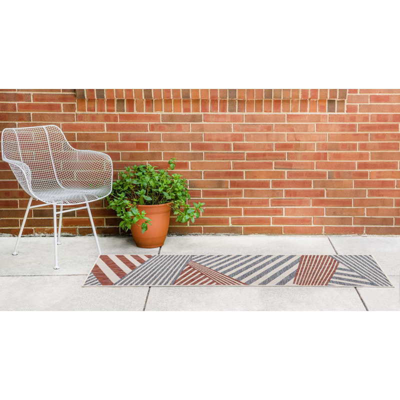 Striped Indoor / Outdoor Area Rug, Runner 61 x 183cm