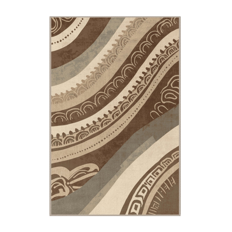 Tapis brun moelleux et moelleux moelleux à motif arc rustique, 4 x 2