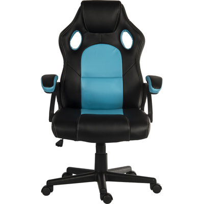 Inbox Zero Anacletus Adjustable Reclining Ergonomic Faux Leather Swiveling PC & Racing Game Chair in Black