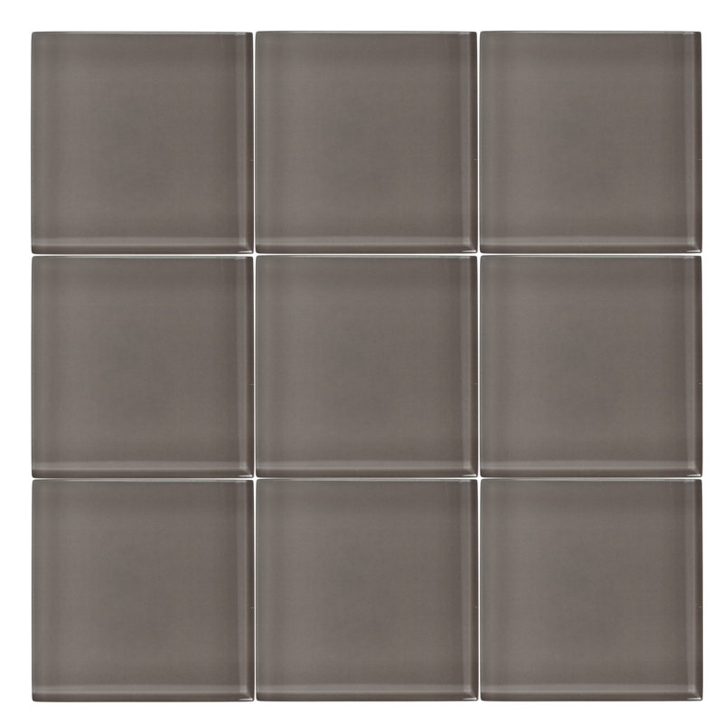 4" x 4" Glass Tile, Taupe Gray