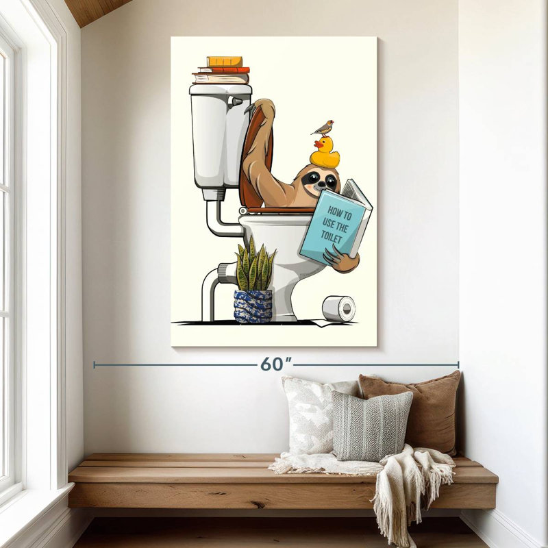 Paresseux dans la toilette, H 51 po x l 34 po