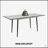 47 to 63 Inch Expandable MDF Dining Table with White Marble Pattern and Tapered Black Metal Legs, Modern Industrial Design