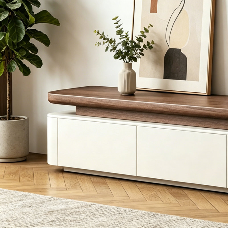 Meuble télé élégant de style crème, Nut-Brown