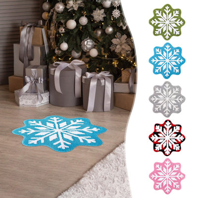 Tapis de flocons de neige Paillasson de flocons de neige d'hiver Tapis de flocon de neige Tapis de porte décoratif antidérapant de Noël mignon