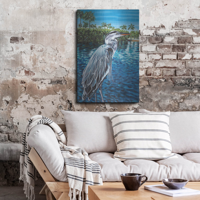 «Peaceful Heron I» par Carolee Vitaletti, H 36 po x l 24 po