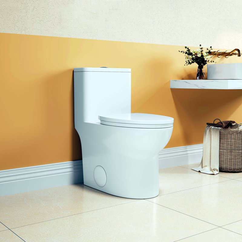 1.1/1.6 GPF Extended Comfort Height Ultra-Quiet Floor-Mounted One-Piece Toilet, Ceramic, White, Soft-Close Seat