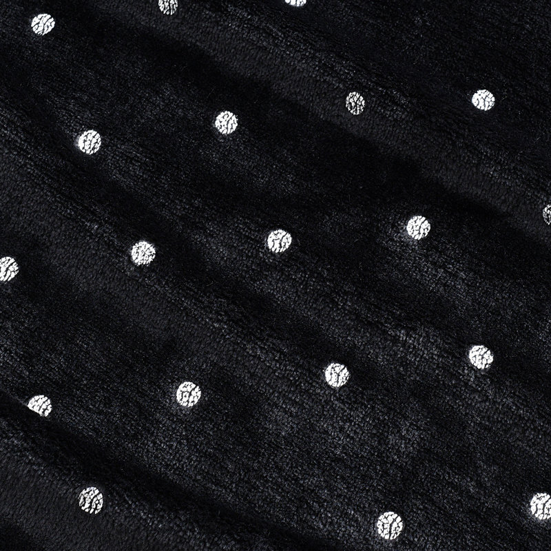 Couverture en molleton 100% polyester de qualité supérieure à pois métalliques, Pois noirs, Simple