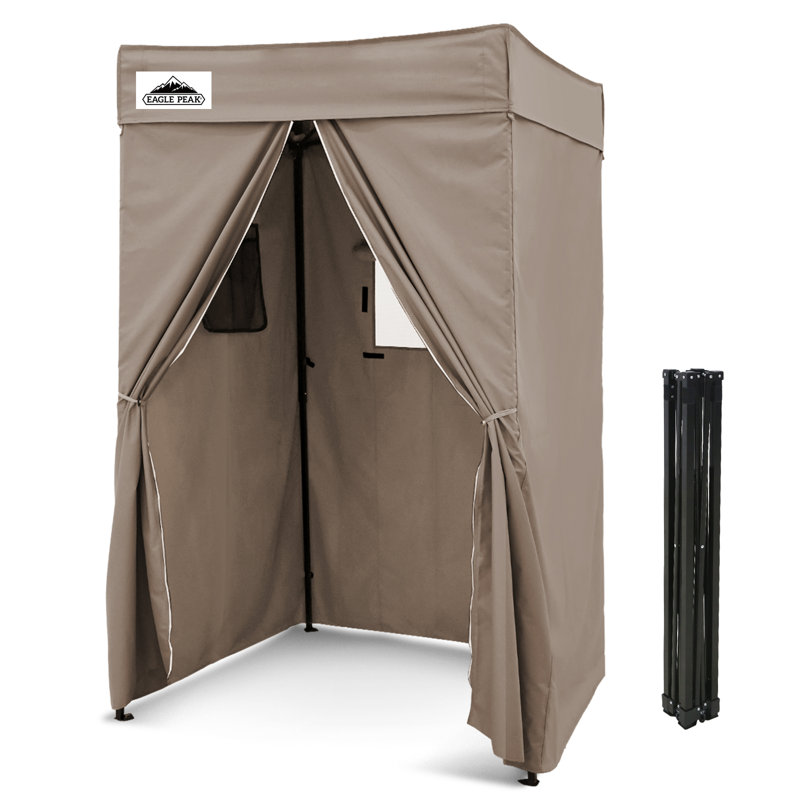 4" W x 4" D Steel Pop-Up Canopy Portable Privacy Dressing Room, Brown