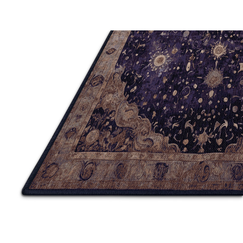 Machine Washable Purple Area Rug, Rectangle 5' x 7'