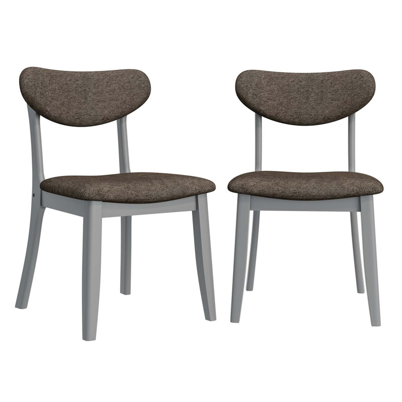 Chaises de salle à manger rembourrées de style Mid-Century avec pieds en bois massif (ensemble de 2)