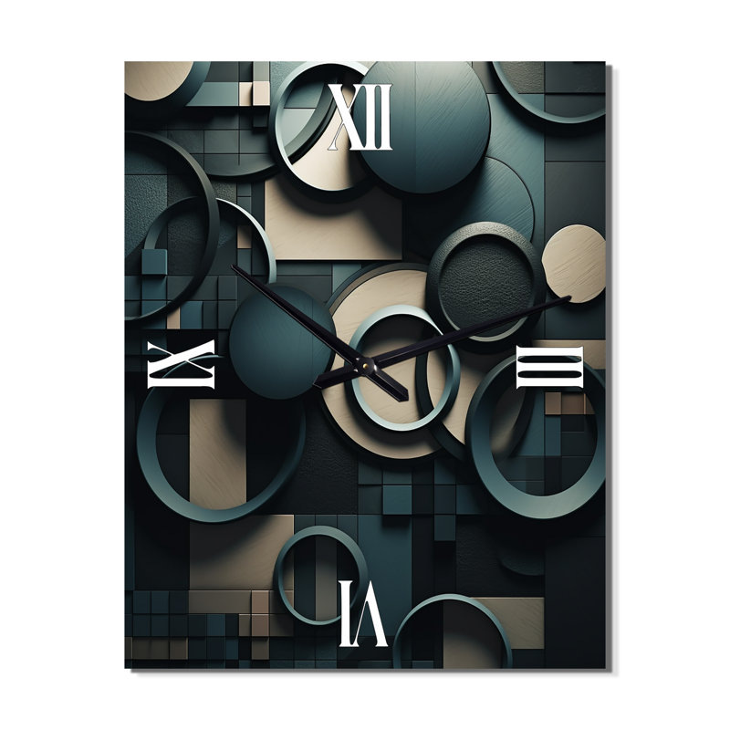 Horloge murale cubique surdimensionnée formes sarcelle, Médium
