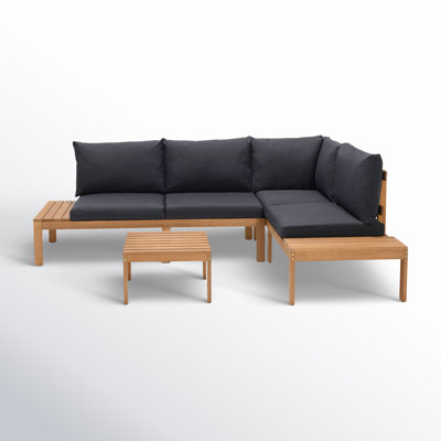 Tempo Wood 4 - Person Modular Patio Conversation Sets with Cushions