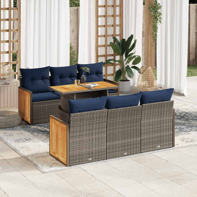 Wicker 6 - Person Garden Lounge Set with Cushions