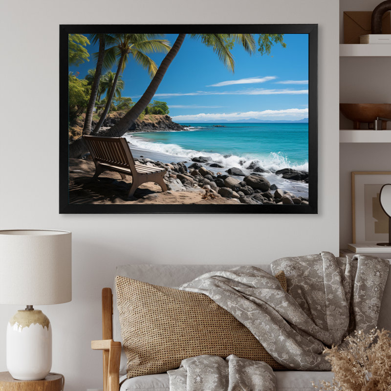 Caraibe Paradise Found I - impression, H 16 po x l 32 po x P 1 po, Cadre photo noir