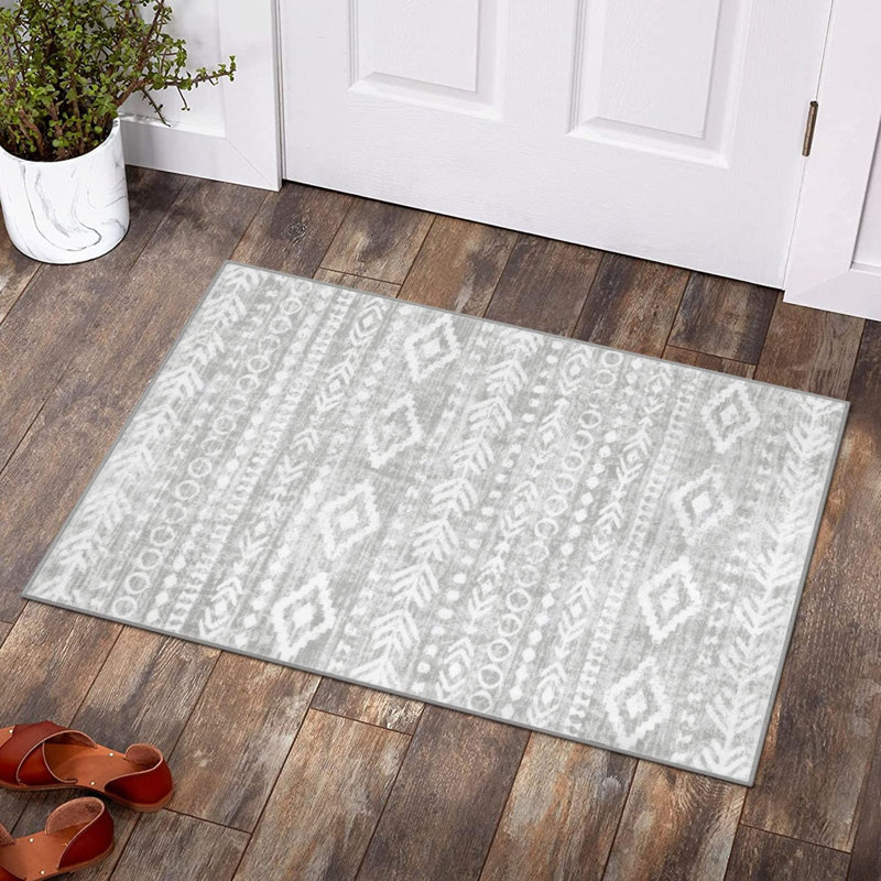 Watte Washable Modern Rustic Farmhouse Moroccan Tribal Area Rugs, Rectangle 2' x 3'