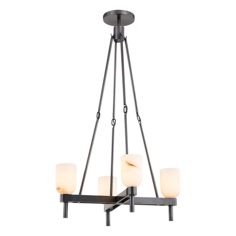 Lucian 4 - Light Chandelier, Urban Bronze/Alabaster