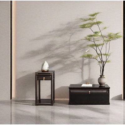 Solid Wood Plant Stand: Rounded Edges, Drawer