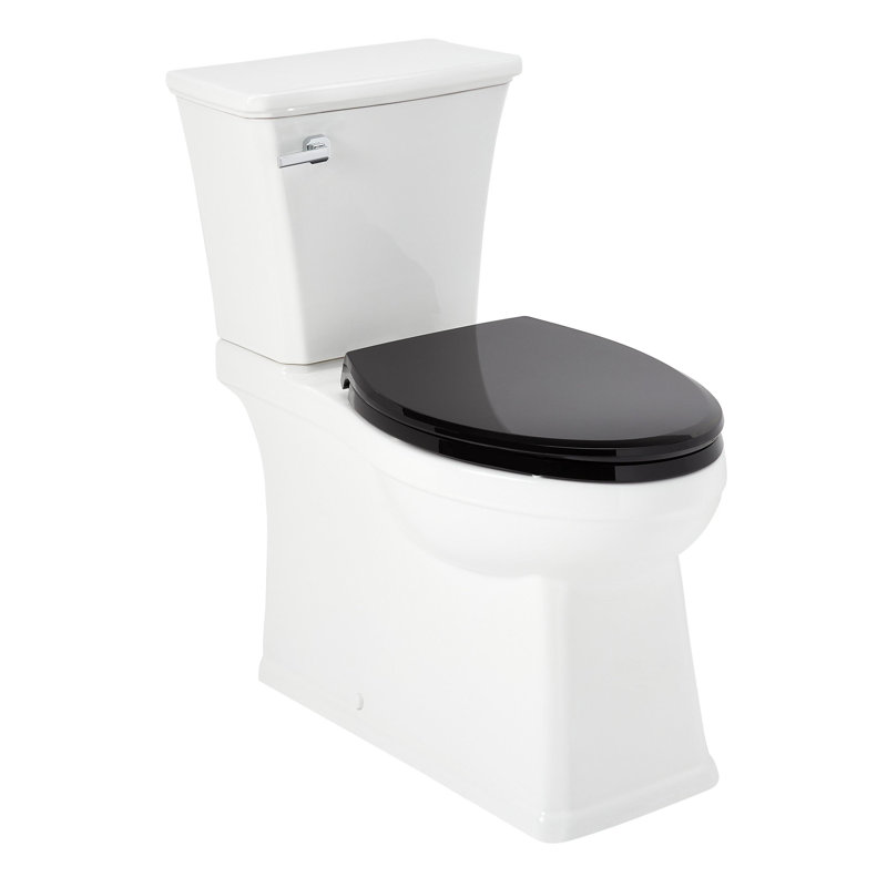 Benbrook 1.28 GPF Two Piece Skirted Elongated Toilet, Black/Chrome