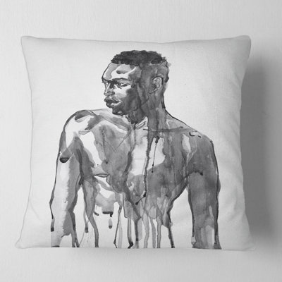 Portrait d'un bel homme africain sur une housse de coussin carré et un insert