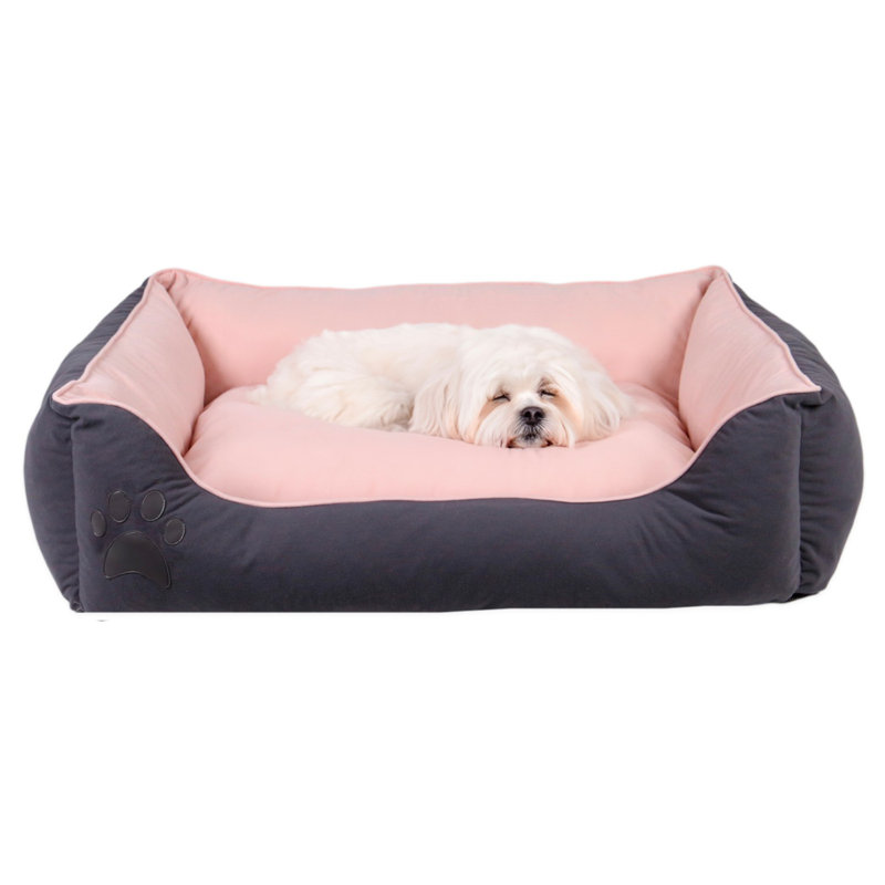 Lit pour animaux Helky, Gris / Rose, L 31,5 po x l 23,6 po