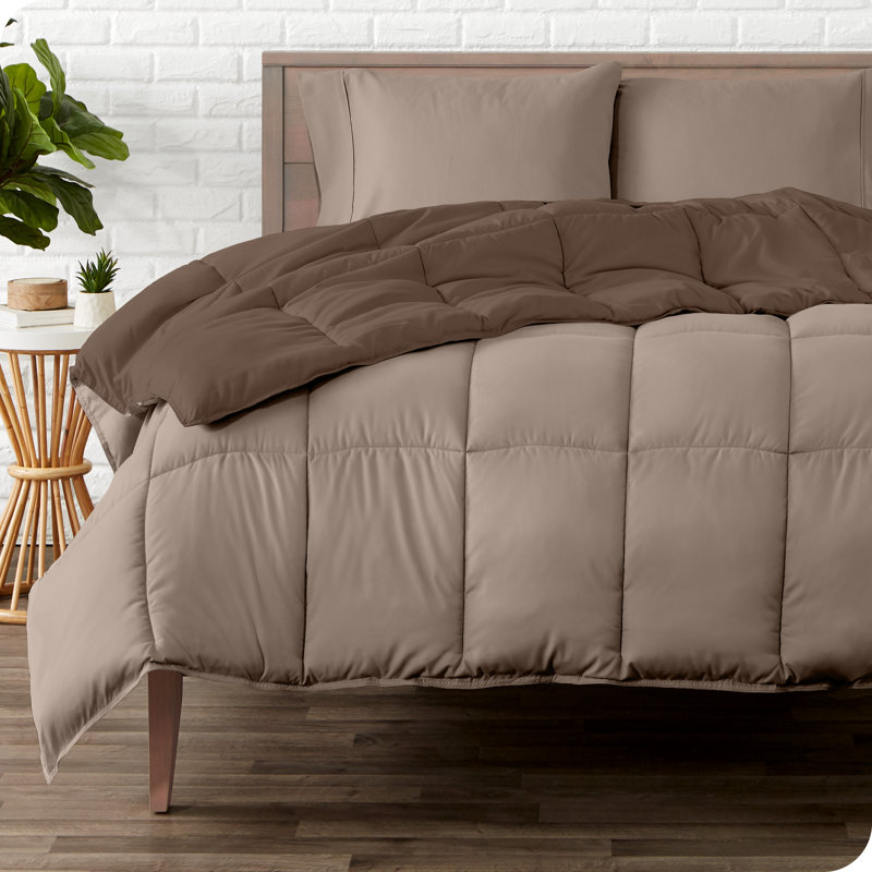 Microfiber Reversible Bed-In-A-Bag, Cocoa/Taupe, Taupe, King Comforter + 2 Pillowcases