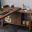 Bureau de direction en L en noyer massif avec tiroirs-1217389975-1217389996