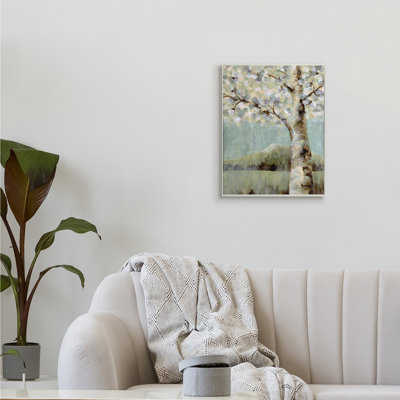 Fleurs sur un arbre neutre, paysage par Doris Charest - Peinture