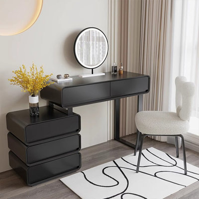 Coiffeuse avec miroir lumineux, 5 tiroirs, 1 chaise