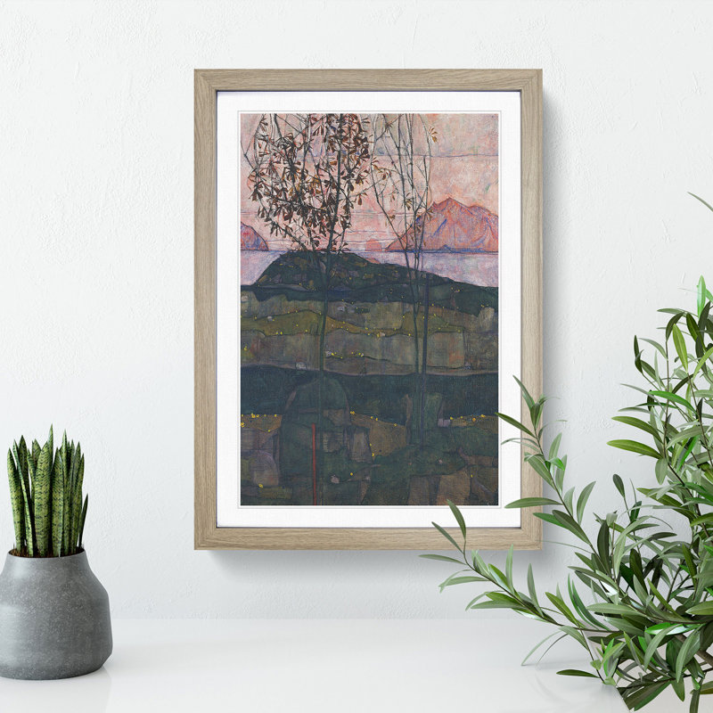 Setting Sun by Egon Schiele - Picture Frame Painting, Oak Framed, 65cm H x 48cm W x 2cm D