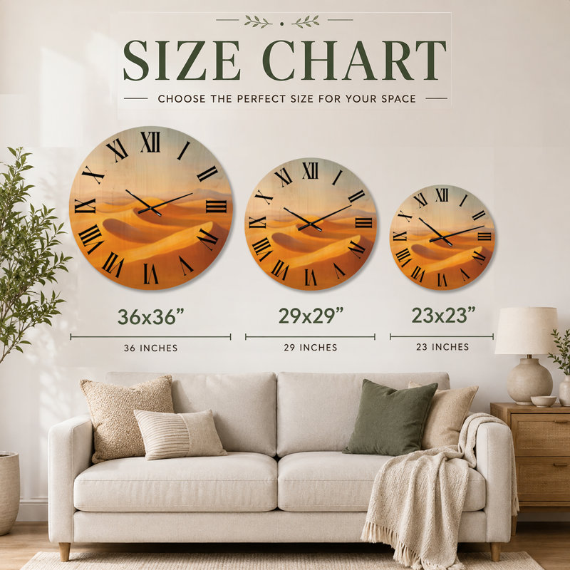 Amber Dune Light - Southwestern Solid Wood Wall Clock, Large