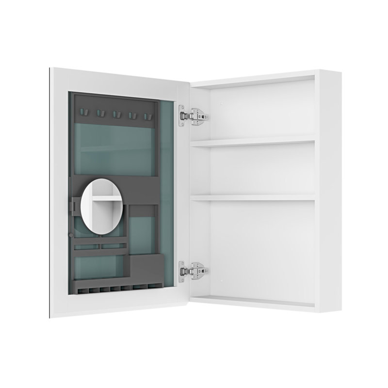 20'' W X 26'' H Surface Frameless Mirror Medicine Cabinet, Beveled Mirror Edges Bathroom Medicine Cabinet, Left Opening Door