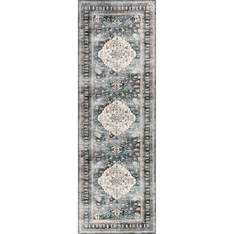 Davi Faded SplashGuard Machine Washable Area Rug, Runner 2'6" x 8'