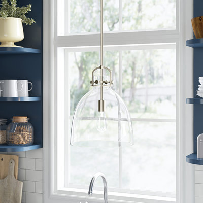 Borgen Dimmable Bell Pendant with Seeded Glass Shade