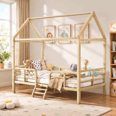 Structure de lit simple avec garde-corps et échelle