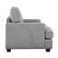 Fauteuil de style transitionnel, revêtement en chenille grise, accoudoirs confortables, garniture cloutée, meuble de salon en contreplaqué, 1 pièce