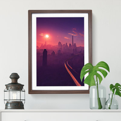 City Skyline at Dusk 1 Piece Single Picture Frame Wall Art