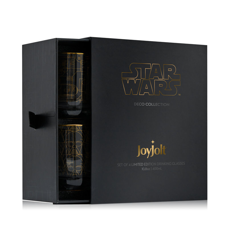 JoyJolt Star Wars Gold Deco Glass Set of 4, 10oz